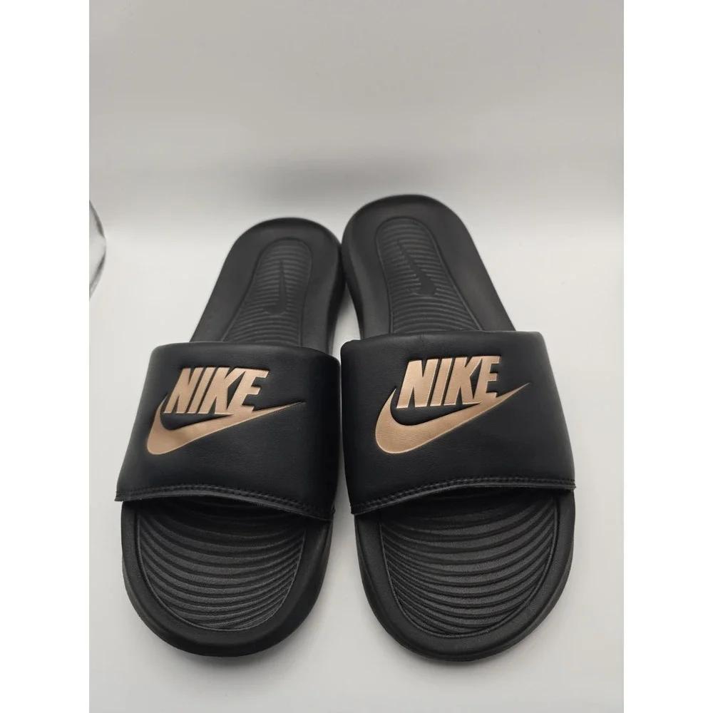 Nike Benassi Just Do It Women's Sandal - Black/Rose Gold, US 8